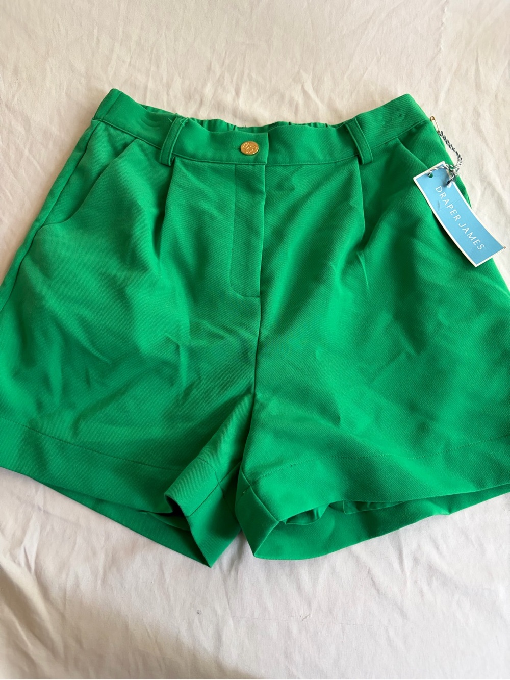 Draper James Emerald Green Pleated Trouser Shorts Size S High Rise NWT